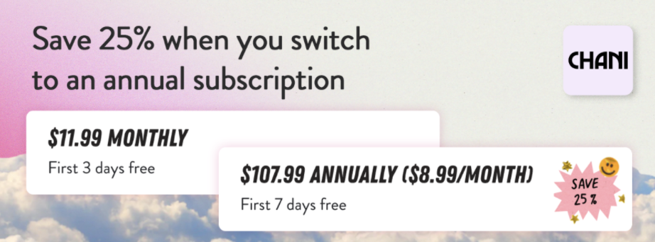 Premium promotion save 25% value when you subscribe annually